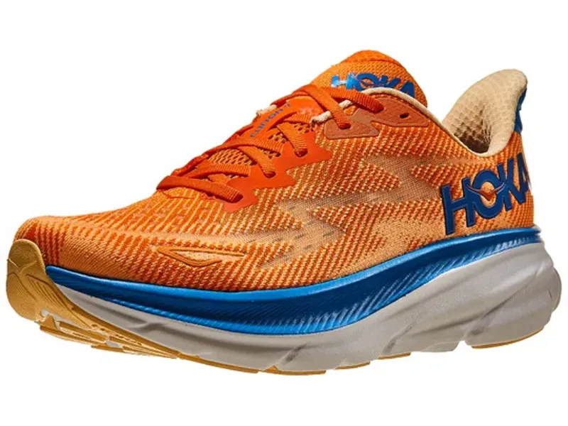 Hoka Clifton 9 Wide Fit Road Running Shoes - Vibrant Orange Impala-1
